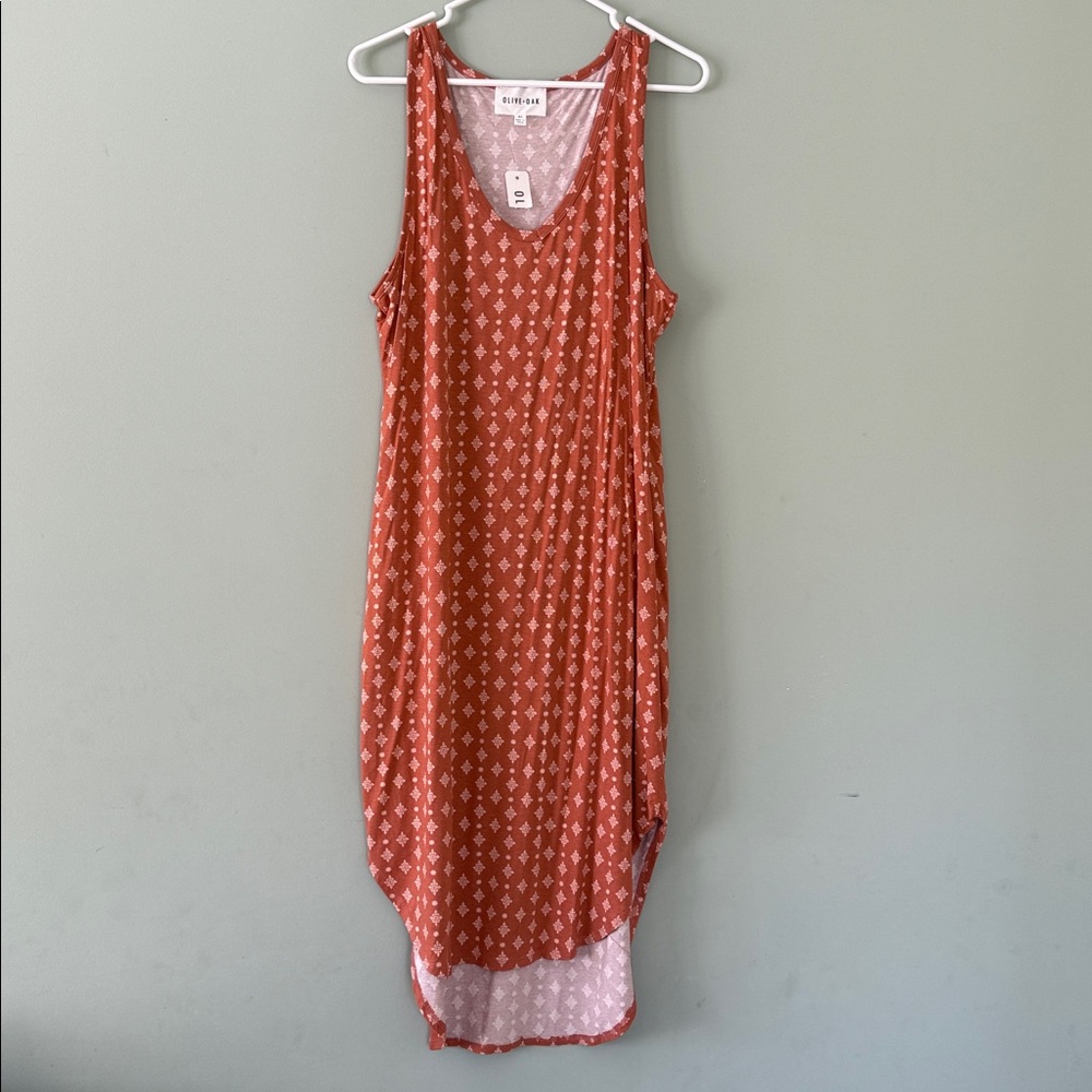Olive & Oak‎ Terracotta and White Patterned dress Sz XL